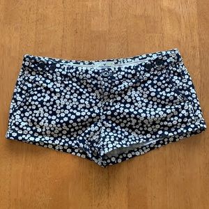 American Eagle Navy Blue & White Flower Shorts